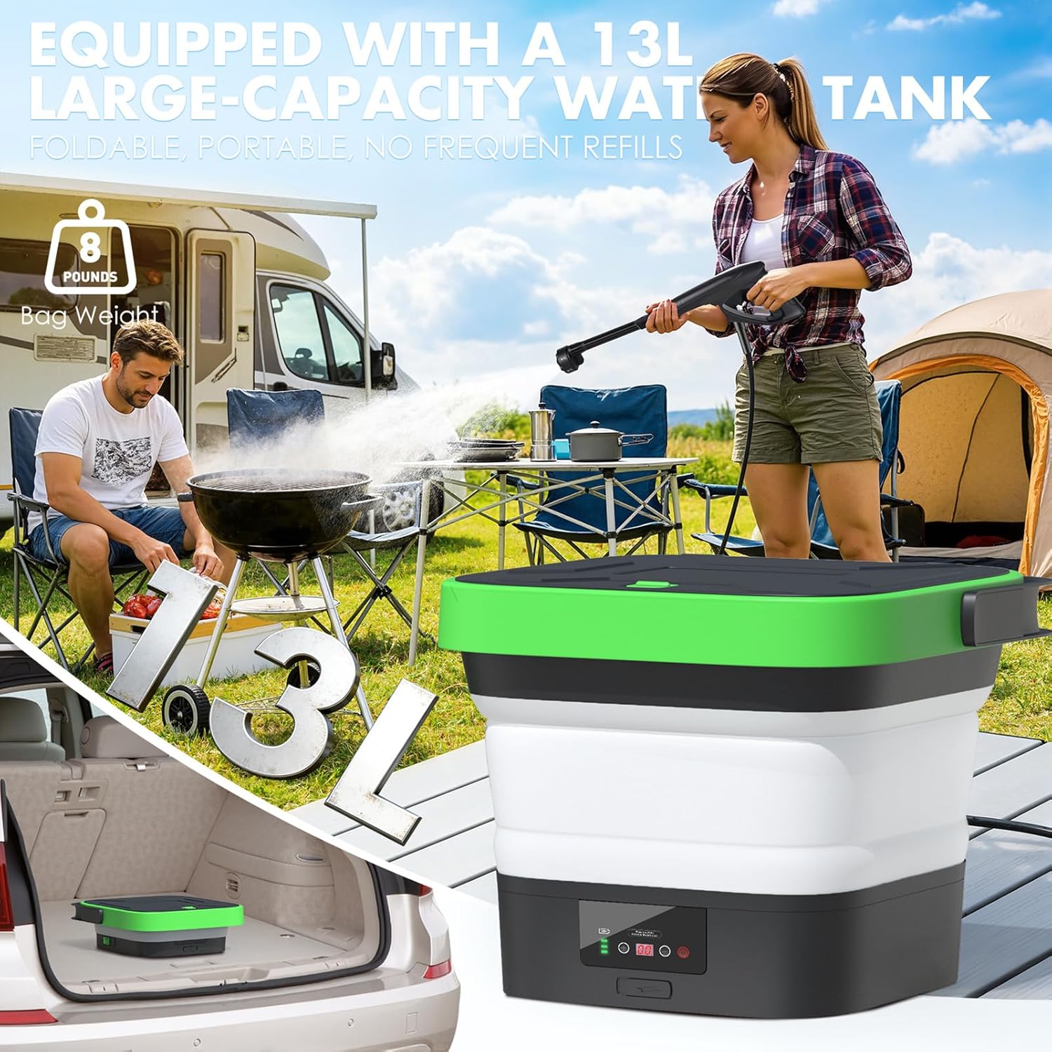 Upgrade Cordless Pressure Washer,Portable Pressure Washers with 3.5Gal Tank,7 Adiustable Handheld Portable Pressure Washers with 6-in-1 Nozzle,Max 550PSl,16.7FT Hose, 5x4000mAh Portable Power Washer