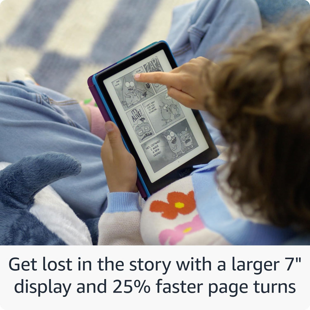 Amazon Kindle Paperwhite Kids 16GB (newest model) – larger 7" glare-free display – Kids read an average of 1+ hour per day with Kindle – Cyber City