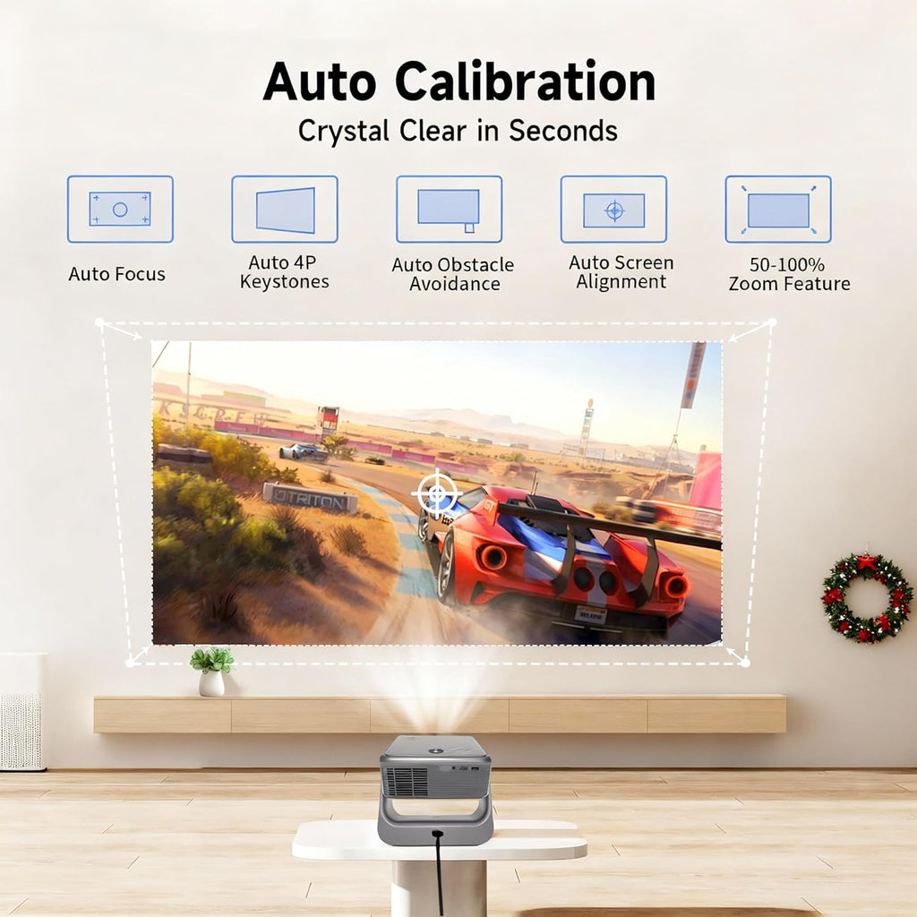 【Official Google TV/1500 ANSI/4K Supported】Smart TV Projector with WiFi and Bluetooth, Native 1080P Portable Projector, Auto Focus & Keystone, Voice Input, Mini Proyector for Home Cinema, iOS/Android