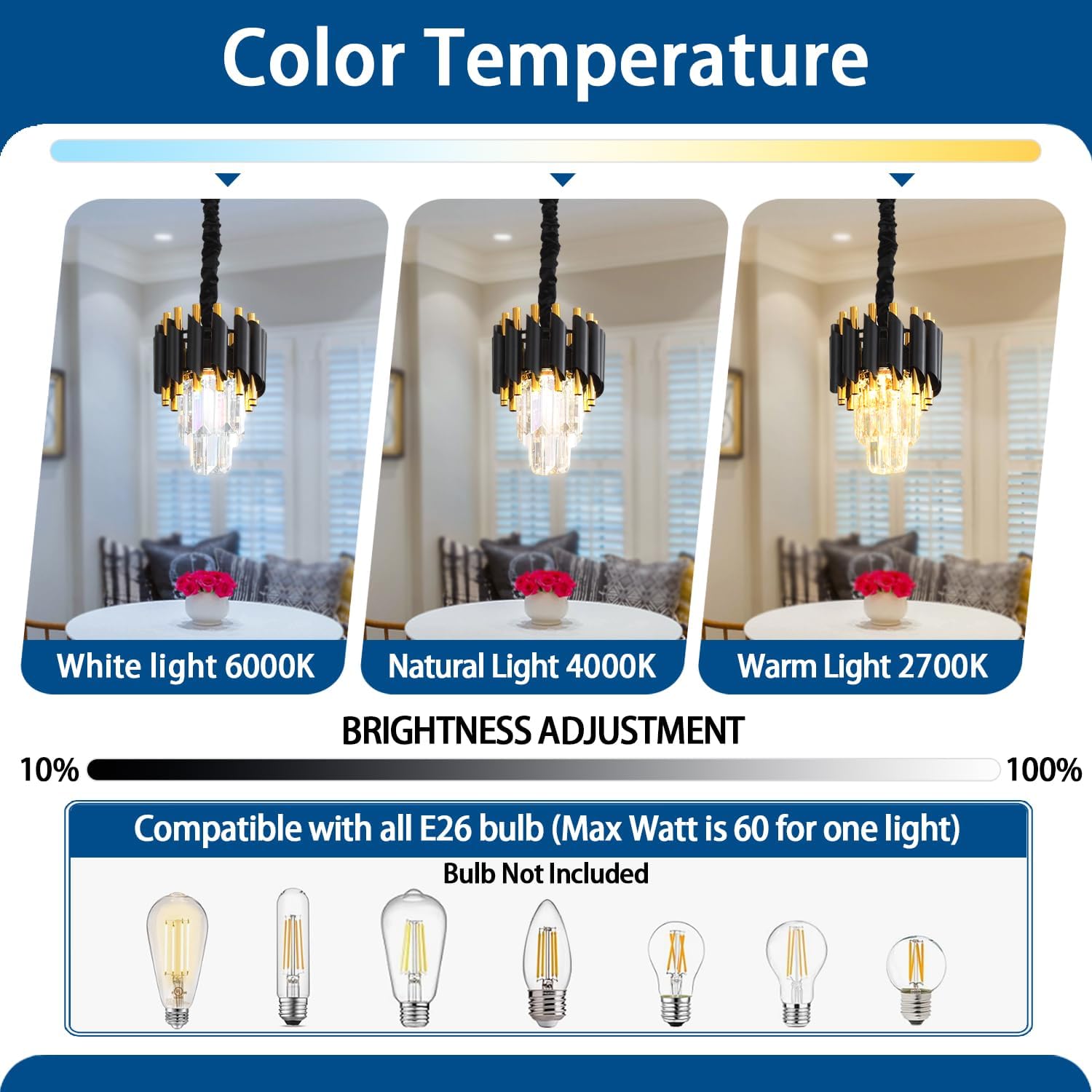 Modern Black Crystal Chandelier 2-Tier Round Pendant Lighting Light Fixture Chandelier for Kitchen Island Entryway Bathroom BedHead Bedroom