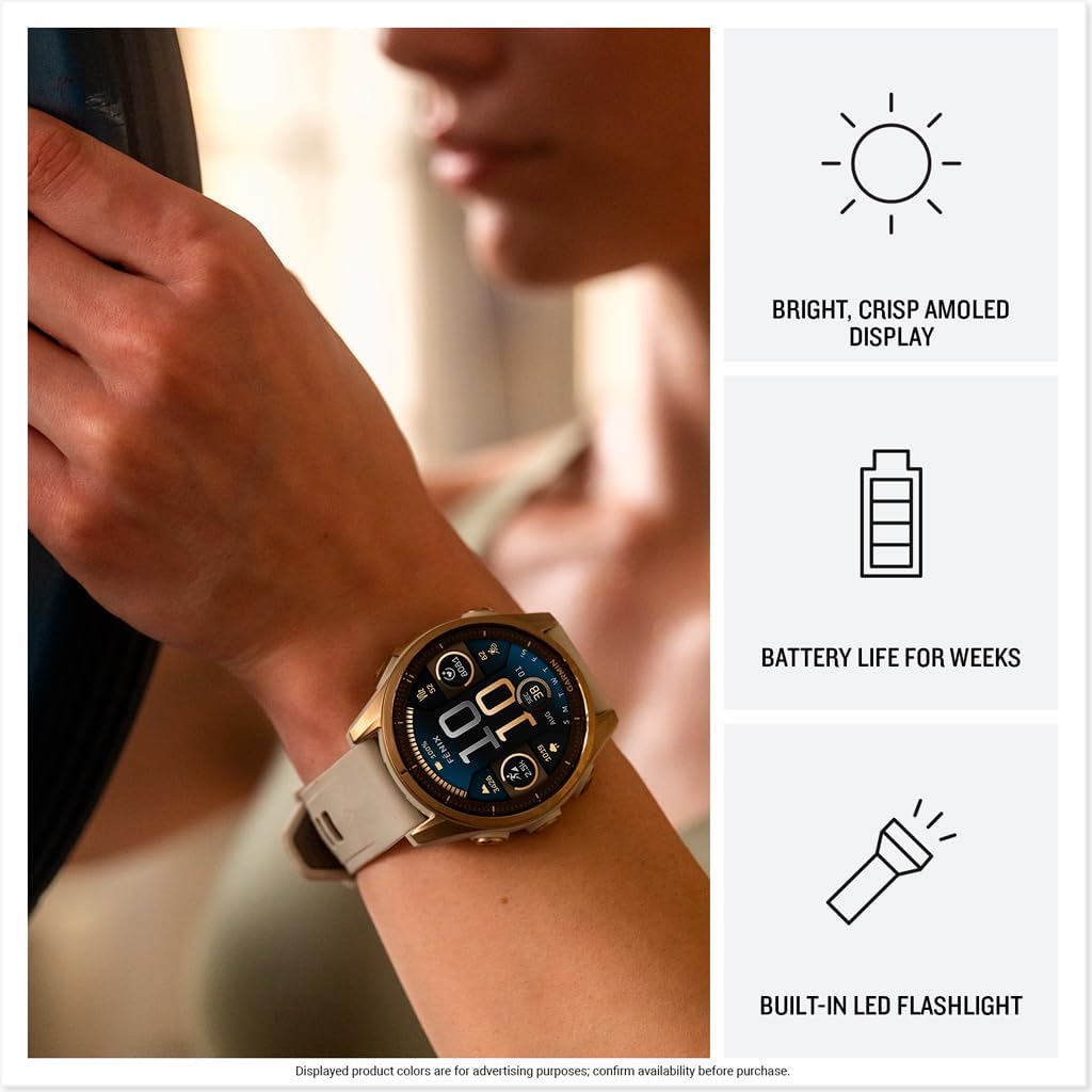 Garmin fēnix® 8 – 47 mm, AMOLED, Sapphire, Premium Multisport GPS Smartwatch, Long-Lasting Battery Life, Dive-Rated, Built-in LED Flashlight, Titanium with Spark Orange/Graphite Band