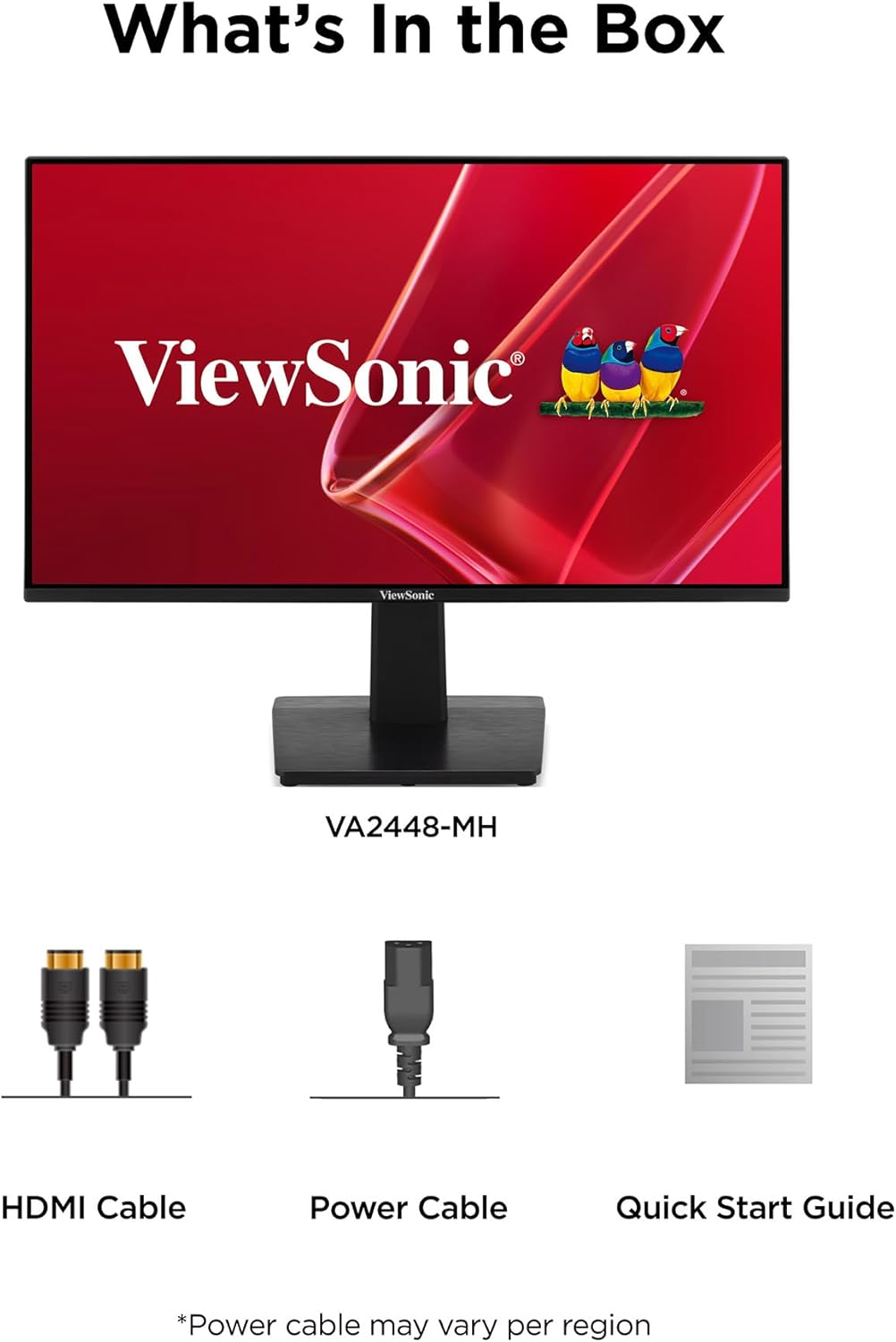ViewSonic VA2448-MH 24 Inch 1080p Monitor, IPS Display with 120Hz for Smooth Home and Office Viewing, Variable Refresh Rate, HDMI, and VGA Inputs
