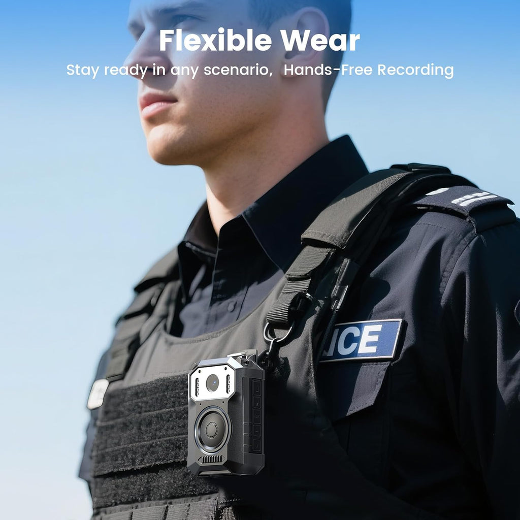 BOBLOV M11 Police Body Camera: 3.2K Body Camera with Big Button, 10Hrs HD Video Record, 8 IR Night Vision, Compatible with Windows & Mac, Wearable Body Cam for Law Enforcement & Personal Use