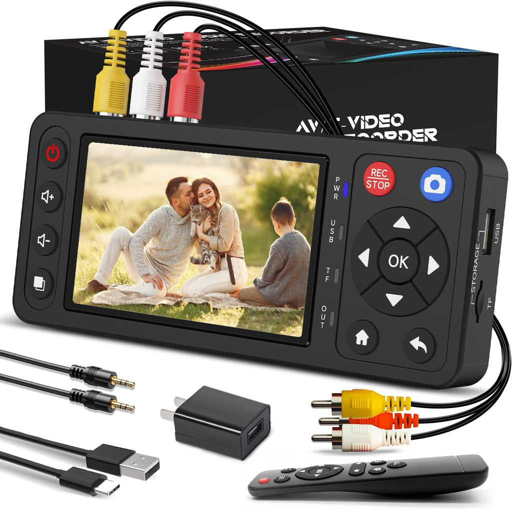 VHS to Digital Converter with 4" HD Screen, Video Capture Recorder Convert to MP4 Compatible with VHS, VCR, DVR, DVD, Hi8, Mini DV, Camcorders, Retro Consoles(Tapes/DVD Player Not Included)