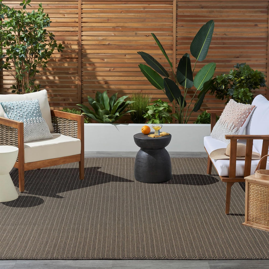 Nourison Home Horizon Indoor/Outdoor Charcoal 8' x 10' Area Rug - Easy Clean, Non Shedding, Bed Room, Living Room, Dining Room, Kitchen (8' x 10')