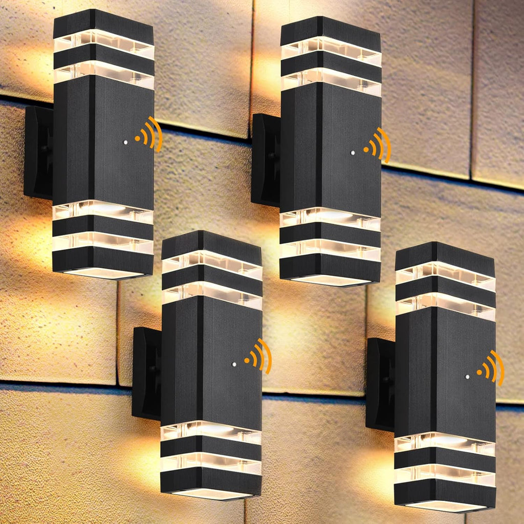 DASTOR 4 Pack Dusk to Dawn Outdoor Wall Lights, 3000K Warm White Exterior Lighting Fixtures, Up and Down Porch Lights Outdoor, Waterproof Outside Lights for House Porch Garage