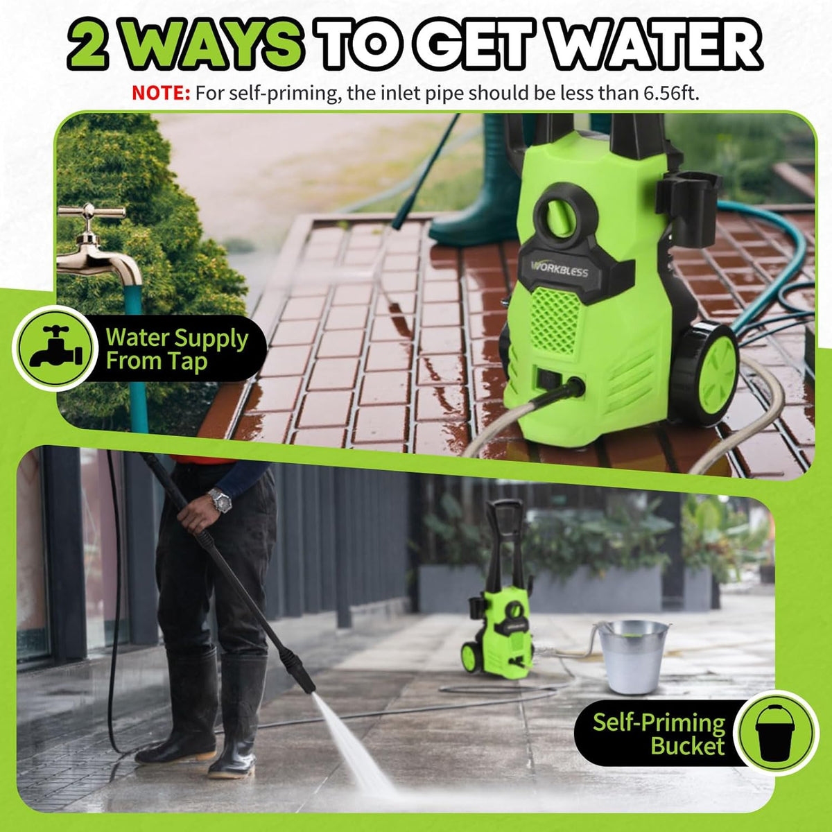 Electric Pressure Washer, w/23ft Hose & 18ft Cord, Angle-Adjustable Nozzle, Foam Cannon, Power Washer for Car, Driveway, Patio, Fence, House Cleaning