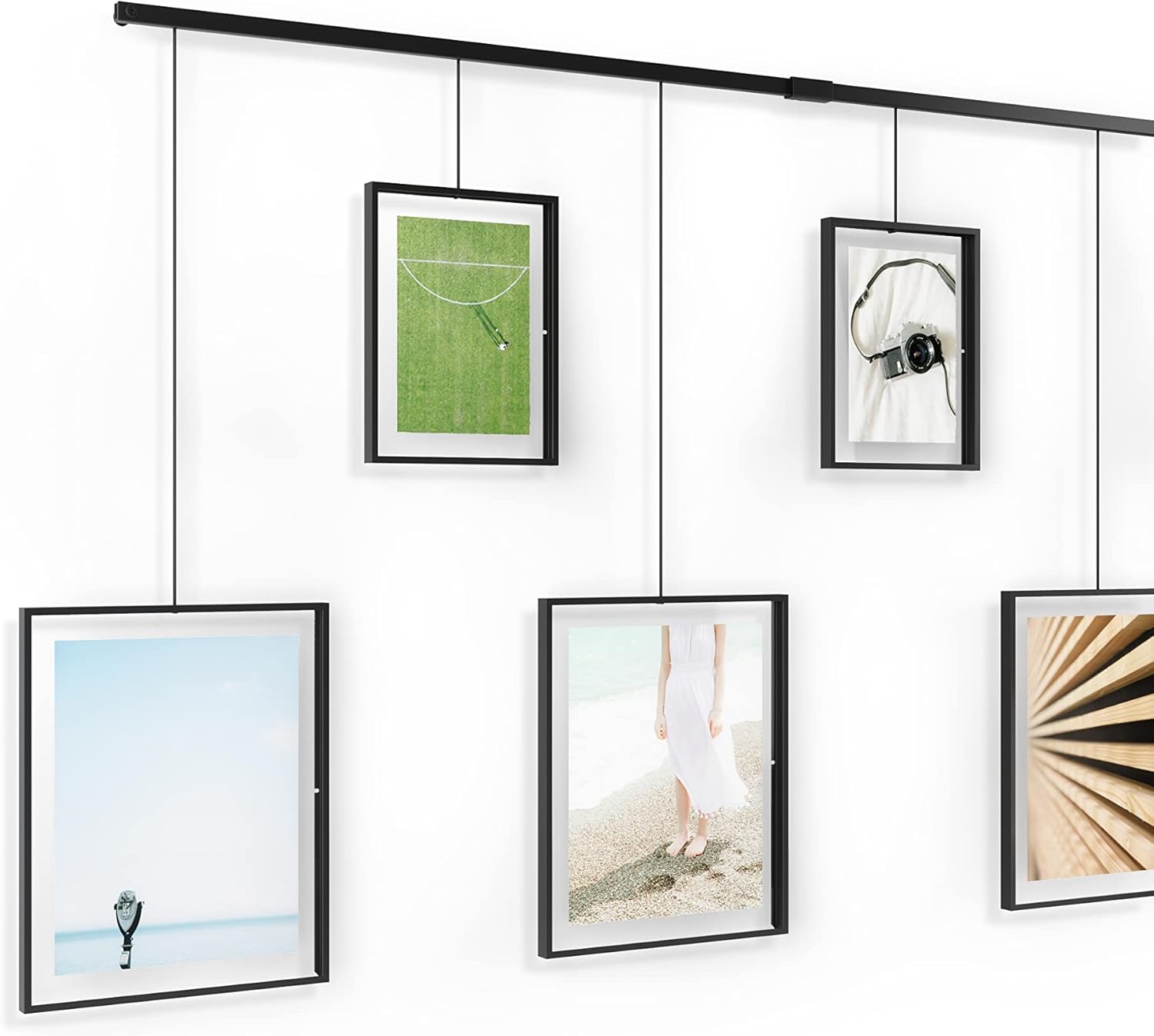 Umbra Exhibit Picture Frame Gallery Set, Adjustable Wall Collage Displays Nine Photos (Four 5x7" and Five 8x10"), Set of 9, Black