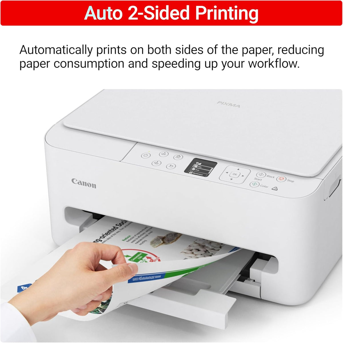 Canon PIXMA TS6520 Wireless Color Inkjet Printer Duplex Printing, White – Home Printer with Copier/Scanner, 1.42” OLED Display, Intuitive Control Panel, Compact Design