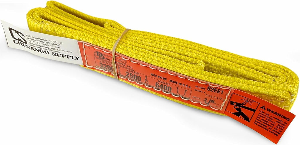 DD Sling 2 Inch x 4 Foot Nylon Lifting Sling – USA Made, 3,200 lb Vertical, 2,500 lb Choker, 6,400 lb Basket – 1-Ply Heavy Duty 900 Webbing, Type 3 Flat Eye & Eye Sling