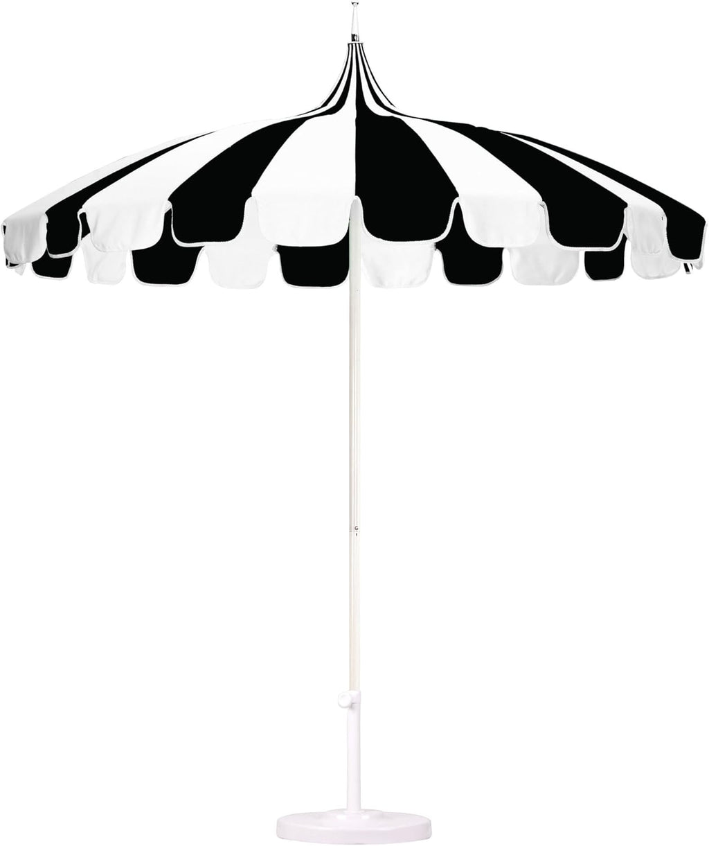 California Umbrella 8.5' Rd. Pagoda Style Patio Umbrella, White Pole, Black/Natural