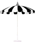 California Umbrella 8.5' Rd. Pagoda Style Patio Umbrella, White Pole, Black/Natural