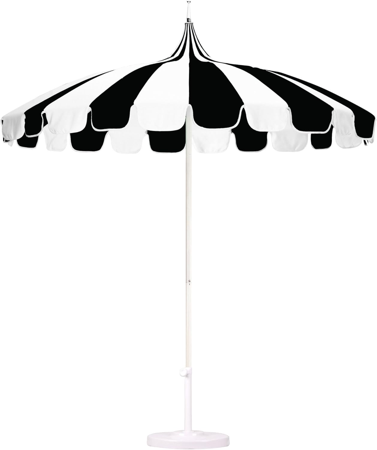 California Umbrella 8.5' Rd. Pagoda Style Patio Umbrella, White Pole, Black/Natural