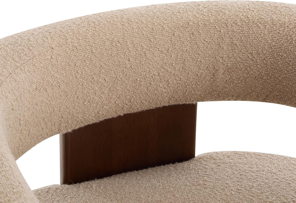 Christopher Knight Home Nettie Modern Accent Chair for Living Room, Boucle Fabric Single Lounge Sofa Chair with Wooden Frame, Comfy Reading Chair for Bedroom, Lounge Armchair with Cushion, Dark Beige