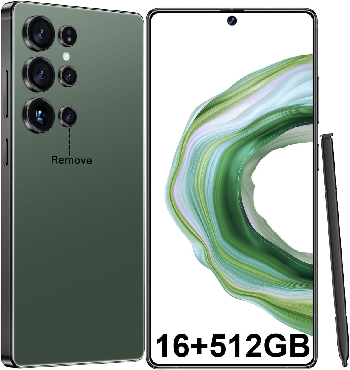 JQAKP I25 Ultra Smartphone 16+512GB | Android 14 | Snapdragon 8 Gen 3 | 68MP+108MP Dual Camera | 7000mAh Battery | 6.99" FHD+ Display | Outperform Competitors in Speed & Power (Green)