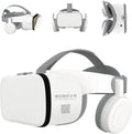 Phone VR Headset, Virtual Reality Glasses Goggles Compatible with iPhone 17 16 15 14 13 12 Pro Samsung Galaxy S24 S23 S22 S21 VR Goggles w/Wireless Headphones for Adults & Kids, White