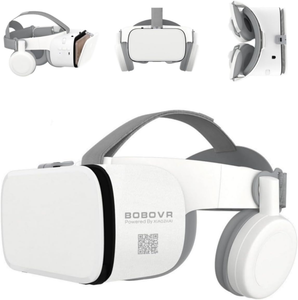 Phone VR Headset, Virtual Reality Glasses Goggles Compatible with iPhone 17 16 15 14 13 12 Pro Samsung Galaxy S24 S23 S22 S21 VR Goggles w/Wireless Headphones for Adults & Kids, White
