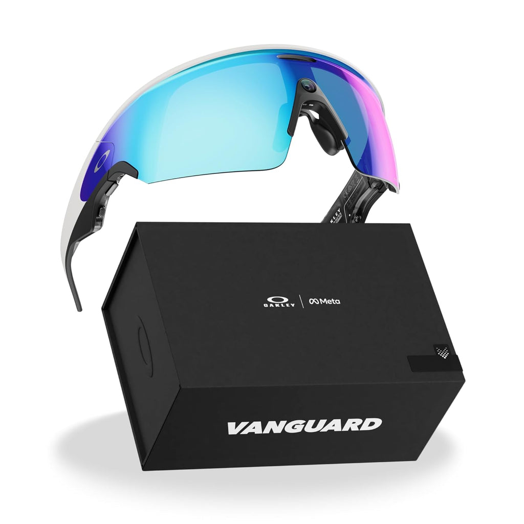 Oakley | Meta Vanguard with Meta AI, Audio, Photo, Video Compatibility - White, Prizm™ Sapphire