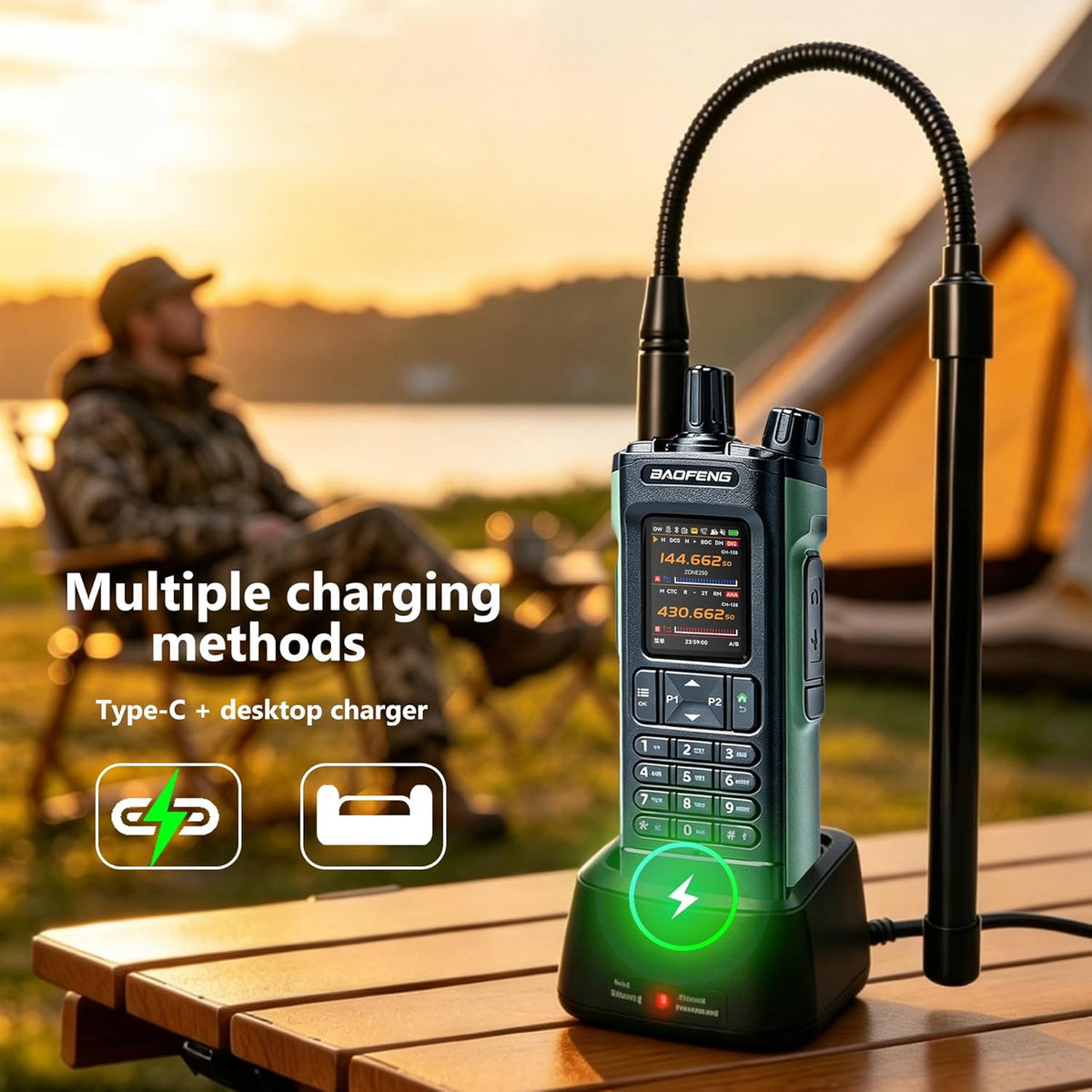 BAOFENG DM32 DMR Radio,DM-32UV Digital Two-Way Radio,Long Range Walkie Talkies,10W Handheld Ham Radio with GPS & APRS,NOAA | Tactical Antenna, MOLLE Bag & Comms Card | Programming & Type-C Charging