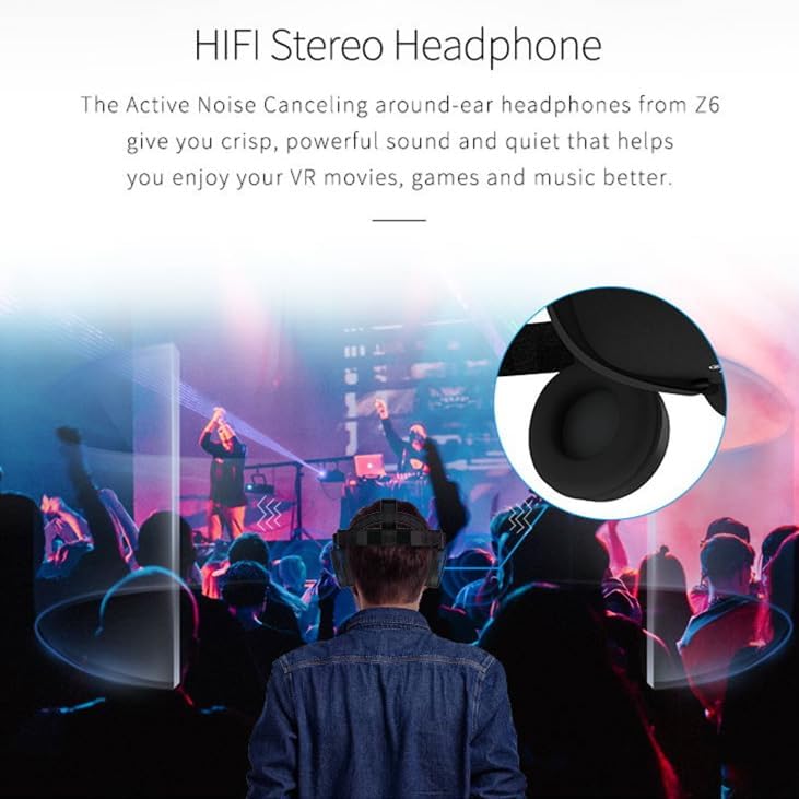 VR Headset for iPhone & Android Phones with Wireless Headphones, Virtual Reality Goggles Set for 4.5"-6.5" Phones .3D VR Glasses for IMAX Movies &VR Games