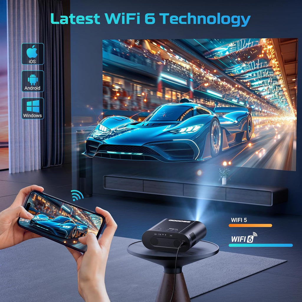 Google TV/Voice ControlGooDee 4K UHD Smart Projector with WiFi and Bluetooth, Portable Movie Projector Applicable to Prime Video,YouTube Built-in, Dolby Sound Home Theater for Indoor/Outdoor