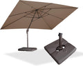 PURPLE LEAF 10' X 10' Patio Cantilever Umbrella with Base Included Antique Bronze Square Outdoor Umbrella with 360° Rotation and Aluminum Offset Hanging for Garden Backyard Pool, Taupe