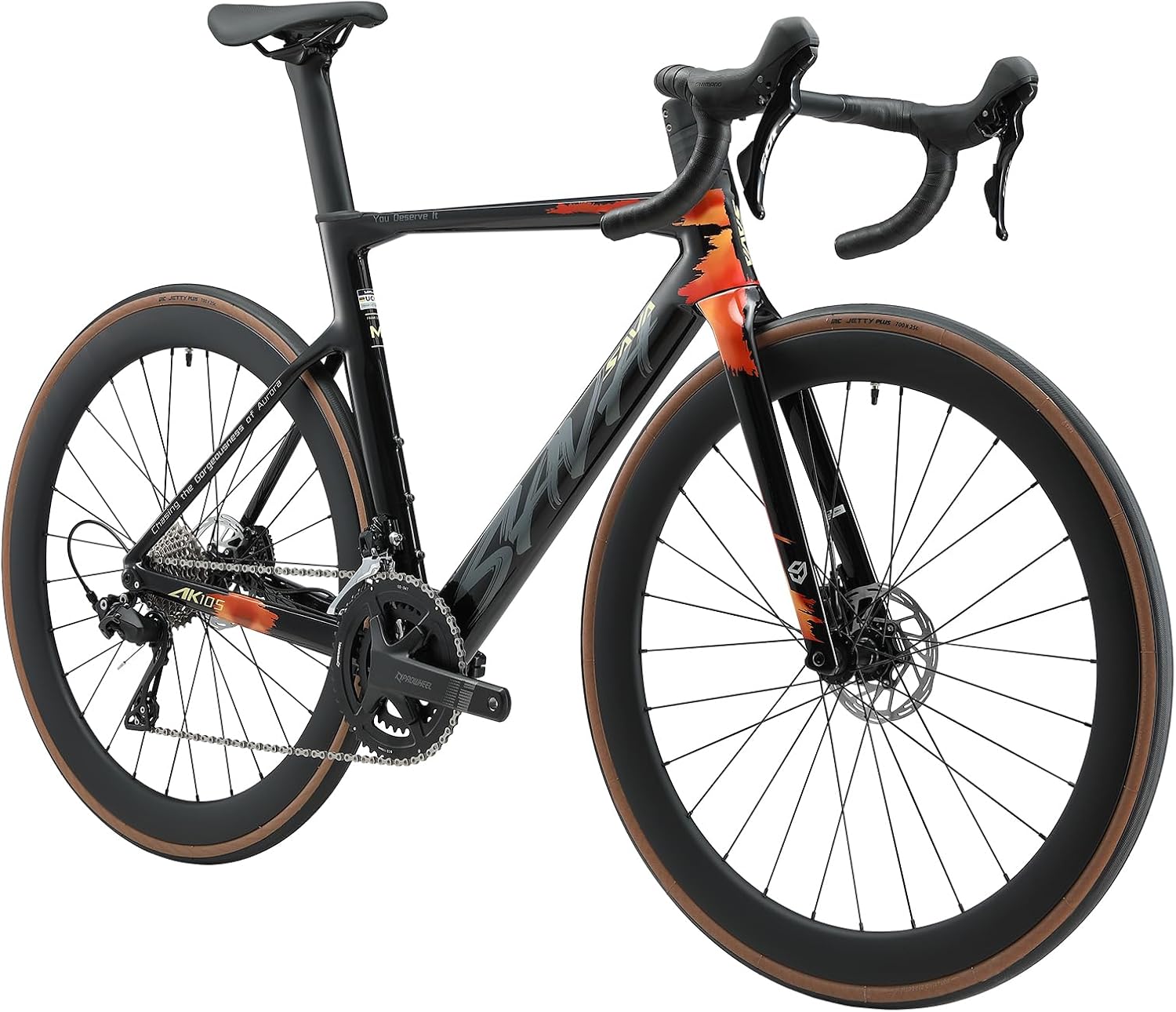 SAVADECK Carbon Fiber Road Bike, Hydraulic Oil Disc Bike with Carbon Fiber Frame and Wheelset, Lightweight Full Carbon Racing Bicycle with Shimano R7120 24S Shift Set for Adults