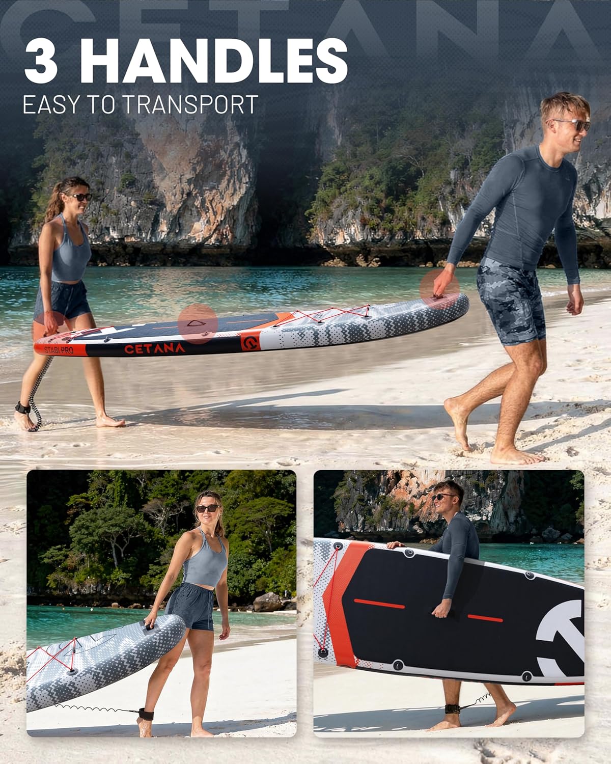 CETANA Extra Wide Inflatable Paddle Board 11'6 x 35" x 6", 450LB High Weight Capacity Wide Stable Stand Up Paddle Board for Beginners, 2–3 Person Large Paddleboard with 3 Fins, Dual Bungee, 15 D Rings