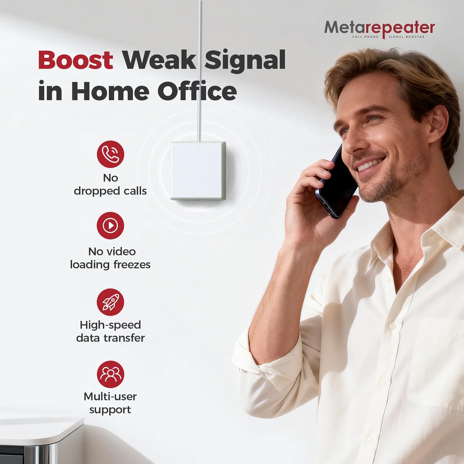Cell Phone Booster for Home, Real Time Signal Monitor, Coverage Up to 5,000 Sq. Ft, Boost 5G 4G LTE for All U.S. Carriers, Cell Phone Signal Booster FCC Approved