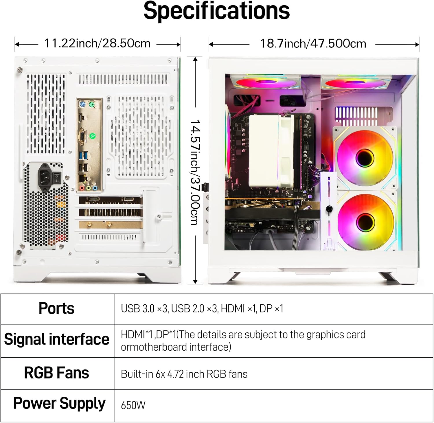 Gaming PC Desktop Computer - Ryzen 5 5500, Radeon RX 6500XT 4GB, 16GB DDR4 RAM, 512GB NVME SSD, Prebuilt Tower for 1080P Gaming, Streaming, School & Home Office (White)