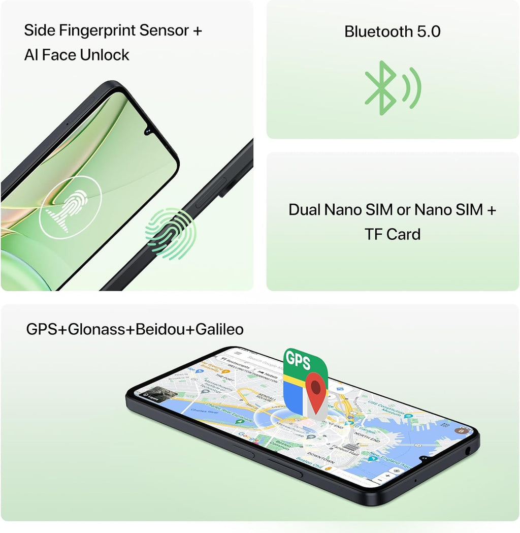 UMIDIGI Unlocked Phone,G9T Android 14 Cell Phone,8(4+4)+256GB 1TB Octa-Core,6.75" HD+ Smartphone,5000mAh,AI Face & Fingerprint Unlock,4G Dual SIM Phone,GPS,FM Radio,Unlocked Android Phones