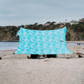 Neso Gigante Portable Beach Tent Sun Shelter - Lightweight Beach Shade Canopy - Easy Setup for Family Outings - Patented Reinforced Corners - UPF 50+ - 8ft Tall, 11 x 11ft - Aqua Fronds
