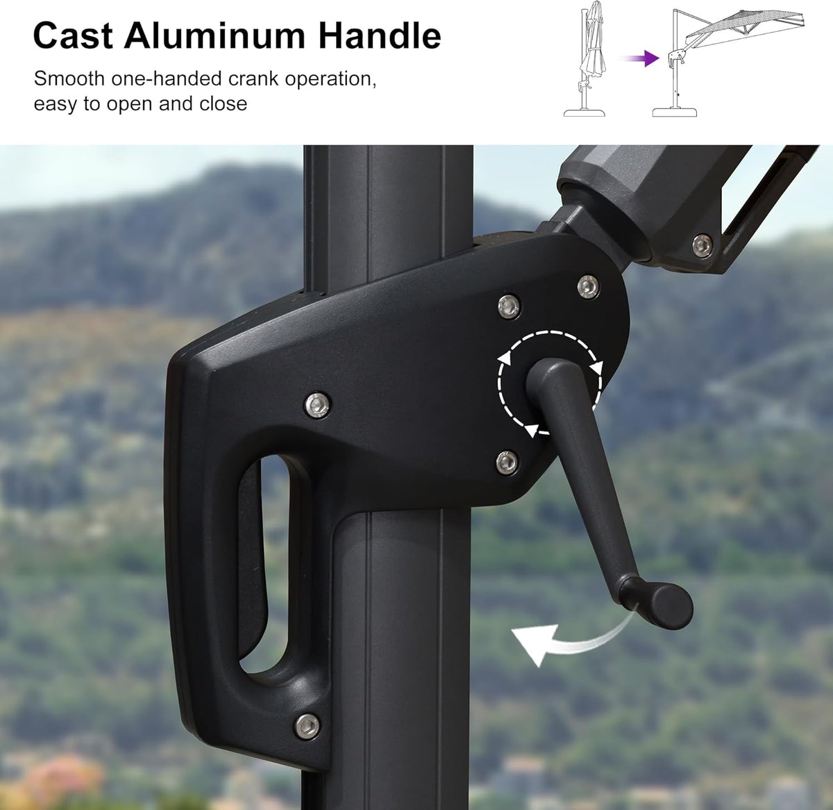 PURPLE LEAF 9.8' X 9.8' Tilting Patio Umbrella with Base Outdoor Cantilever Swivel Square Umbrella with Tilt Aluminum Offset Umbrella with 360-degree Rotation for Garden Deck Pool Patio Light Grey