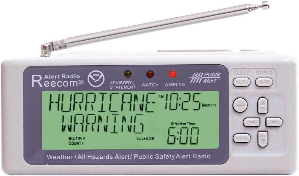Unique Simultaneously Monitor Multiple Channel Alerts (in Standby) with EOM Detection, Reecom R-500 Same Weather Alert Radio with AM/FM (Light Grey)