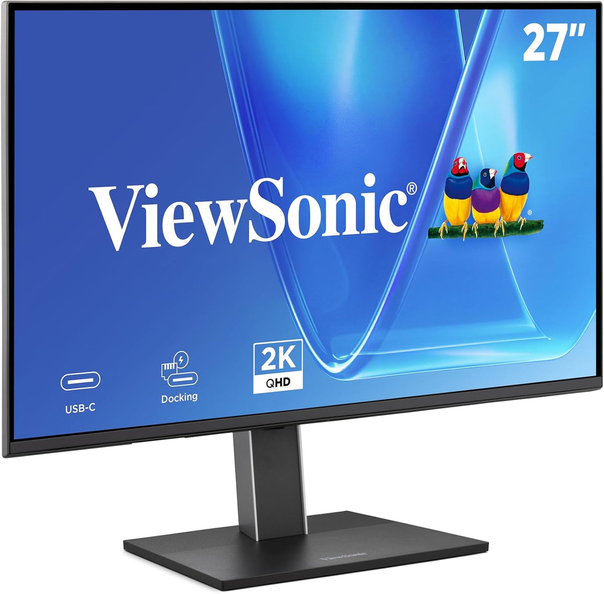 ViewSonic VG2758-2K 27 Inch 1440p Docking Monitor, IPS Display with 100W USB-C for Smooth Home and Office Productivity, Full Ergonomic Adjustability, RJ45, HDMI, 5-Port USB Hub, and DisplayPort Inputs