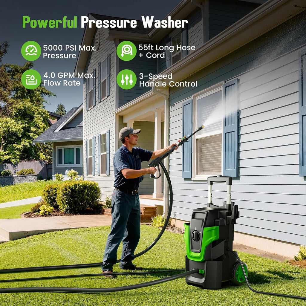 Heavy Duty 5000 MAXPSI Pres*Sure Washer, Power Cle*aner, Green