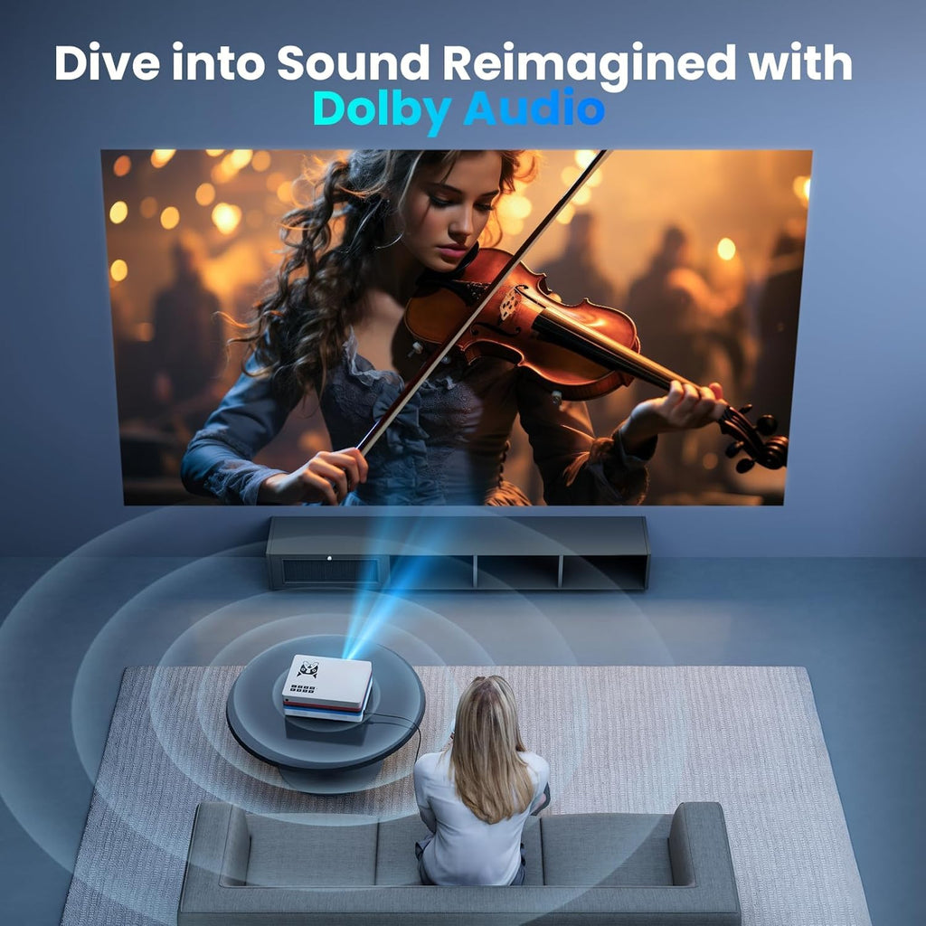 Compatible with Netflix, 2000 ANSI Smart Projector with WiFi 6 and Bluetooth 5.3, Electric Focus Auto Keystone, Native 1080P Outdoor Movie Projector with PrimeVideo/YouTube, for HDMI/USB/iOS/Android