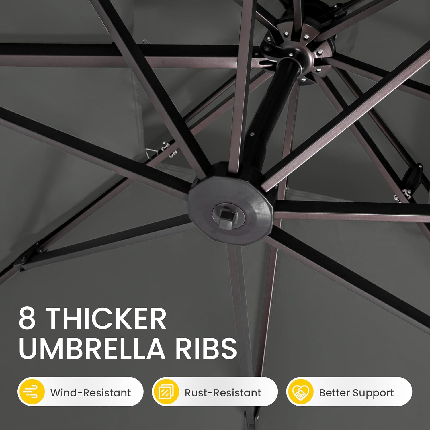 10x10 FT Cantilever Patio Umbrella Double Top Outdoor Square Large Heavy Duty Aluminum Offset Umbrellas with 7 Level Tilt 360-degree Rotation for Pool Garden Deck, Grey