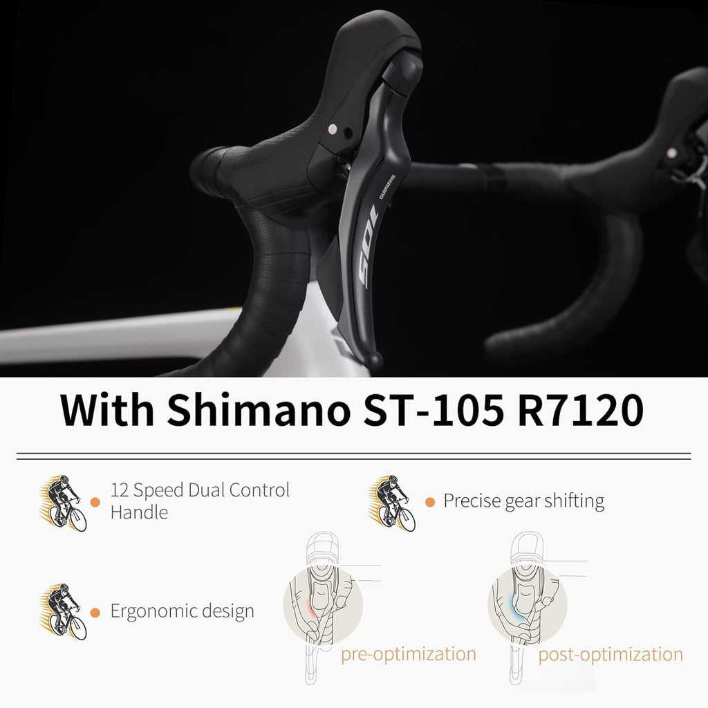 SAVADECK Carbon Fiber Road Bike, Hydraulic Oil Disc Bike with Carbon Fiber Frame and Wheelset, Lightweight Full Carbon Racing Bicycle with Shimano R7120 24S Shift Set for Adults