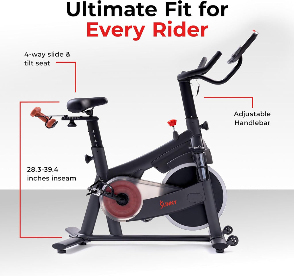 Sunny Health & Fitness Smart Magnetic Indoor Cycling Bike, Stationary Exercise Cardio Equipment, Free SunnyFit Training App