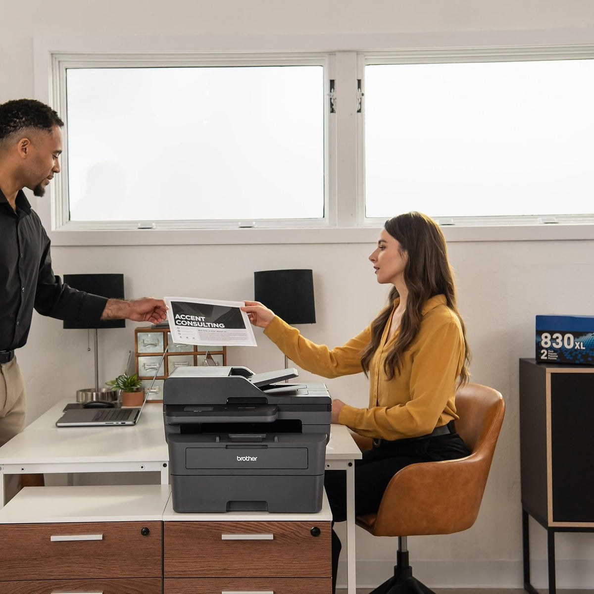 Brother MFC-L2820DW XL Wireless Compact Monochrome All-in-One Laser Printer with Copy, Scan and Fax, Duplex, Black & White | Up to 4,200 Pages of Toner Included(1), Works with Alexa