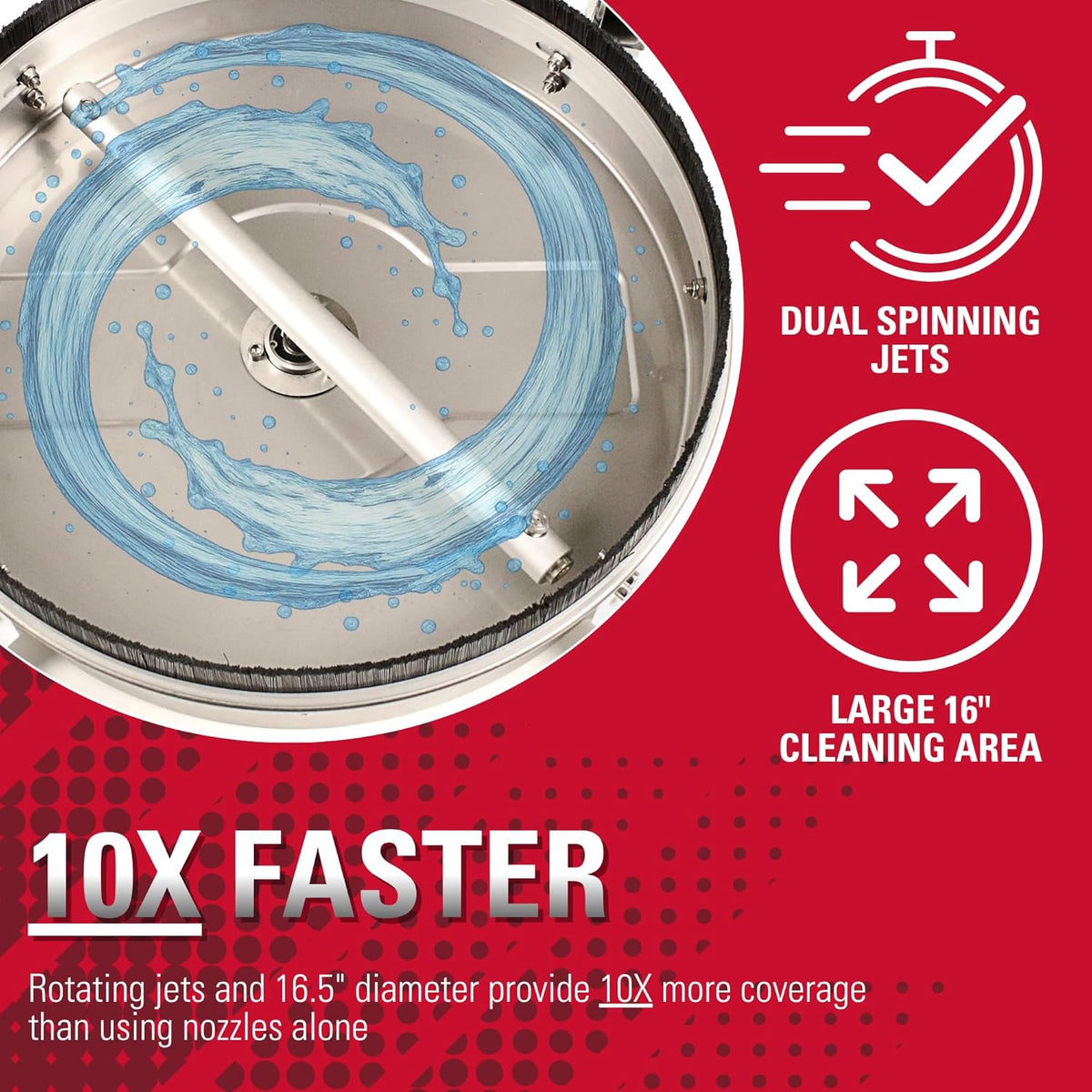 Simpson Cleaning Universal 16.5" Pressure Washer Surface Cleaner, Stainless Steel, for Gas and Electric, Cold Water, 1/4" Quick Connection, Max of 4000 PSI, 80625