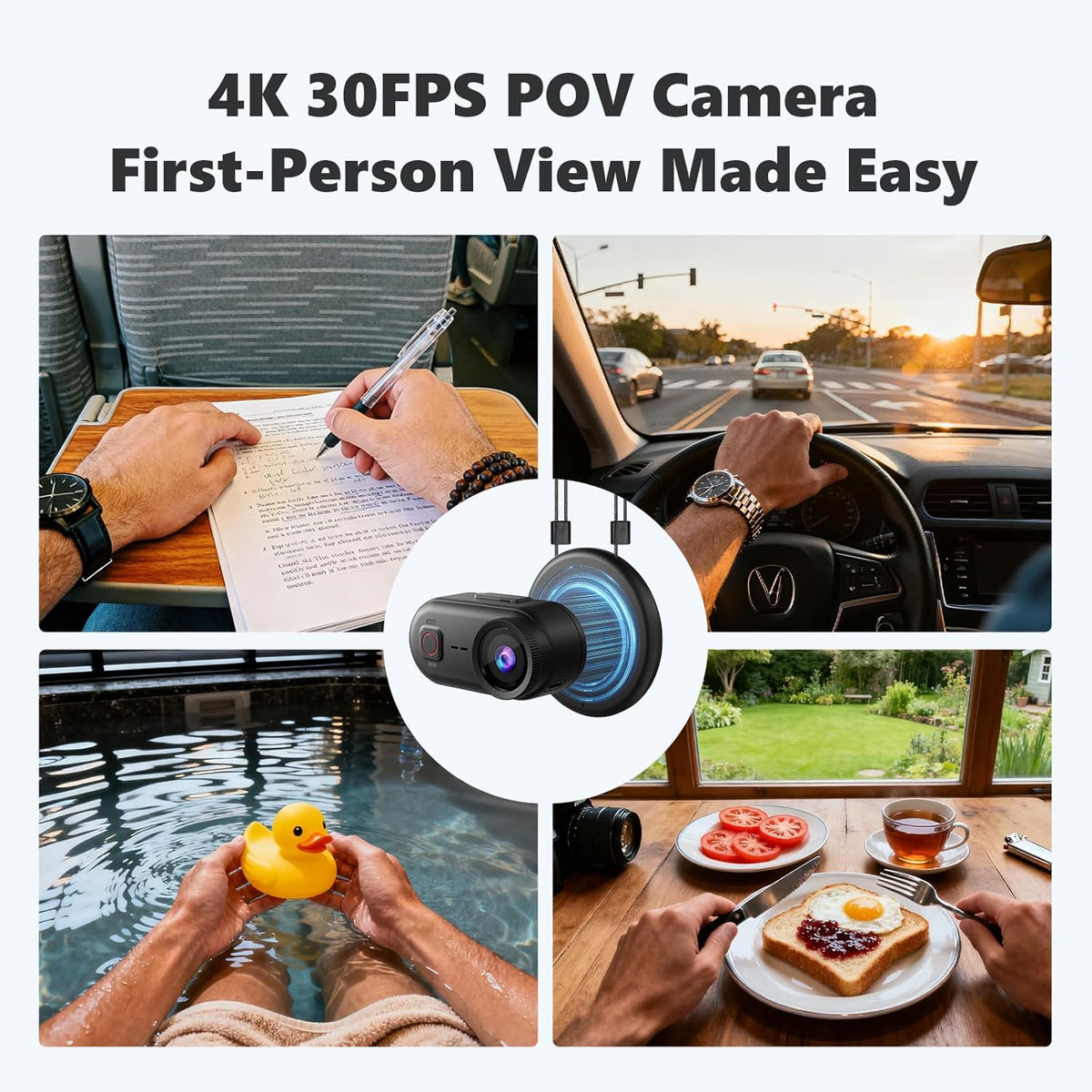 4K Mini Action Camera, 10M Underwater Body Camera,Built-in 64GB SD Card,Wearable Action Body Cam,Thumb Size Hands-Free POV Recording, Magnetic Sport DV for Running, Cycling, Swimming, Hiking