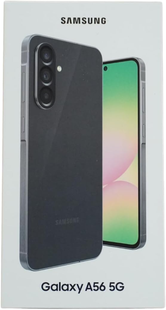 SAMSUNG Galaxy A56 5G 2025 with AI | 256GB, 8GB, Dual SIM | 6.7" 120Hz AMOLED, Water Resistant, Android 15 | International Model Factory Unlocked for T-Mobile, Global | 25W Charger Bundle (Graphite)