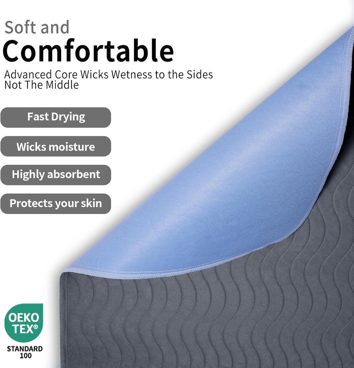 Accompagner Incontinence Bed Pads Washable Waterproof, Ultra-Absorbent Reusable Underpads for Diaper Changing, Nursing, Bedridden, Adults, Seniors, Kids and Dogs (Dark Gray, 36"x54"(Pack of 2))