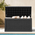 DWVO 320 Gallon Resin Outdoor Storage Box, XXL Large Waterproof Deck Box, Doubles as Table or Seating with 1000 lbs Capacity, Lockable (Black)