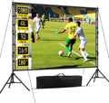 Portable Projector Screen with Stand, 180 inch Outdoor Indoor Movie Screen 16:9 4K Rear Front Projection Screen, Quick Setup Foldable Travel Home Theater Screen with Carry Bag for Backyard Camping