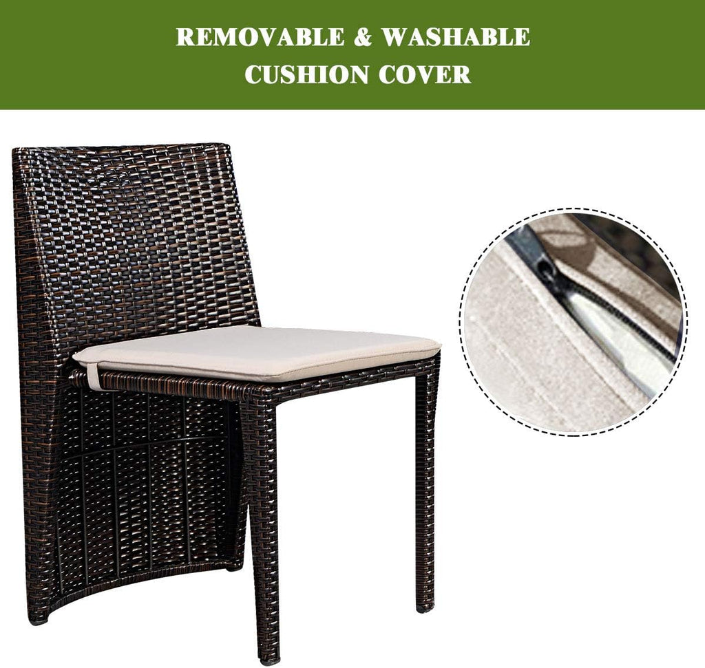 COSTWAY 3 PCS Cushioned Outdoor Wicker Patio Set Garden Sofa Seat No Assembly
