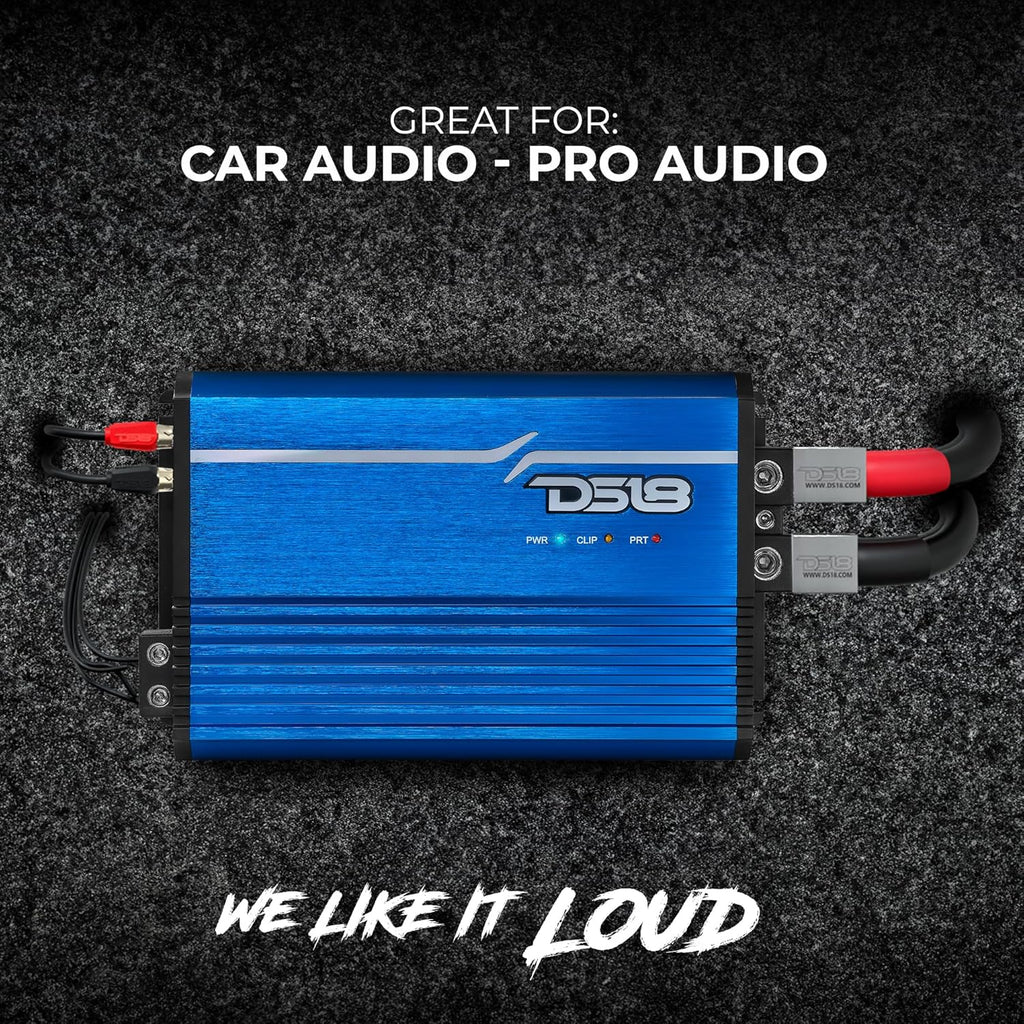 DS18 FRP-2.5K/RD Compact Full-Range Class D 1-Channel Amplifier 2,500 Watts RMS @ 1-ohm, Monoblock Amplifier with Remote Level Knob, Variable Crossover Filters Great for Bass, Mids, or Highs (Renewed)