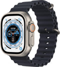 Apple Watch Ultra GPS + Cellular 49mm Titanium Case with Midnight Ocean Band, One Size (Renewed Premium)